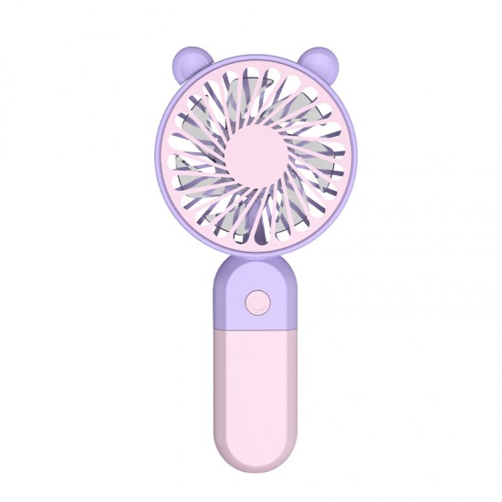 2024 cross-border USB small fan handheld rechargeable mini cartoon with stand desktop electric fan can be printed with logo