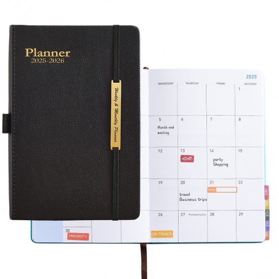 Amazon 2025-2026 planner, schedule book, 18-month imitation leather English calendar, weekly planner