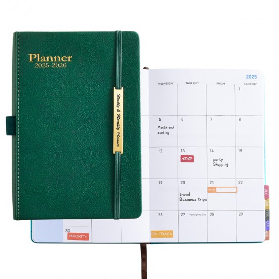 Amazon 2025-2026 planner, schedule book, 18-month imitation leather English calendar, weekly planner