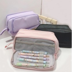 stationery pencil case Japanese student pencil case double-layer Oxford cloth storage bag