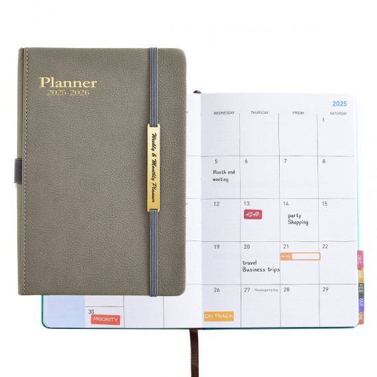 Amazon 2025-2026 planner, schedule book, 18-month imitation leather English calendar, weekly planner