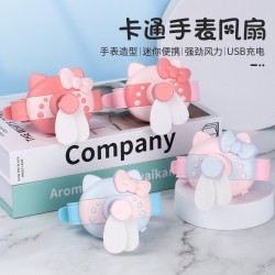 TikTok same cartoon Hello Kitty watch fan usb charging mini portable outdoor student children small fan