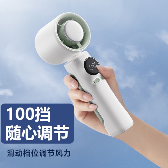 New 100-speed high-speed handheld fan turbine semiconductor ice cooling digital display small fan portable USB charging