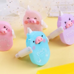 Thin transparent film PET correction tape, cartoon cute pig rotating creative correction tape, portable correction tape