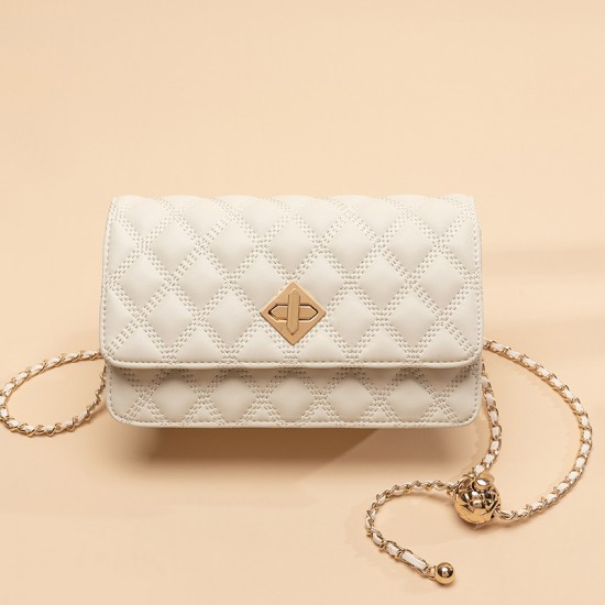 Fashionable diamond chain bag for women, Korean style, easy 2025 Spring and Summer New Single Shoulder Crossbody Lock Small Square Bag Trend