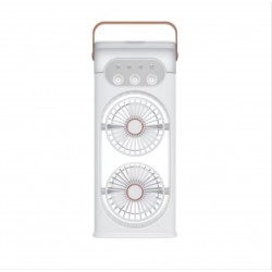 Three-hole double-head spray fan with remote control nano lock mist humidification colorful lights USB charging home office