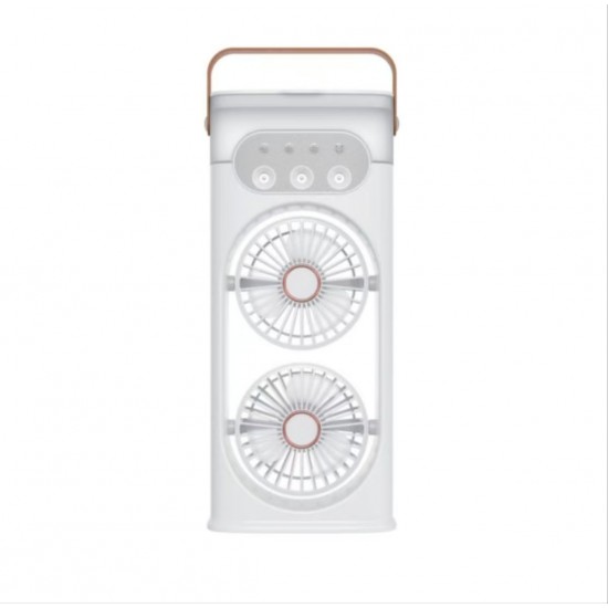 Three-hole double-head spray fan with remote control nano lock mist humidification colorful lights USB charging home office