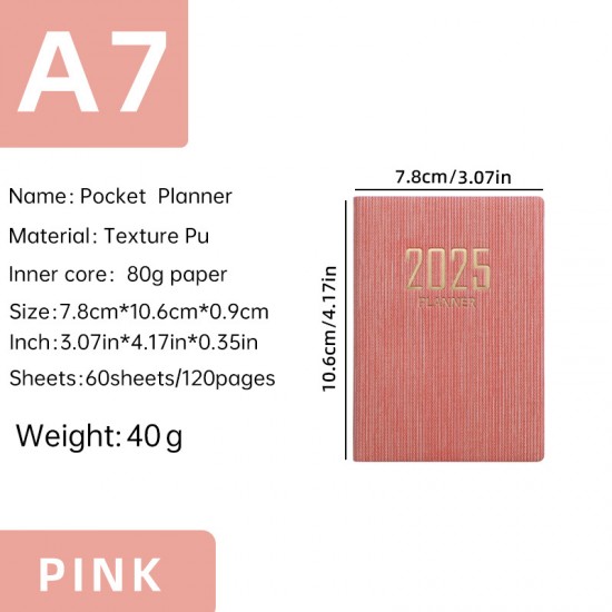 Available 2025 A7 English planner portable mini cross-border schedule 365-day daily planner small book