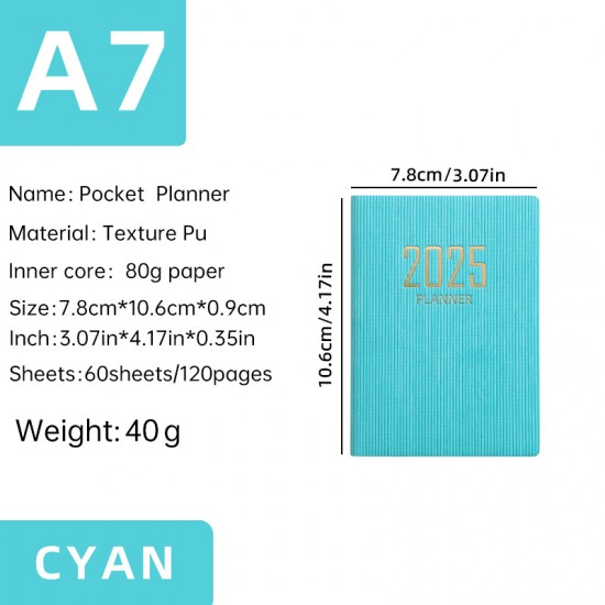 Available 2025 A7 English planner portable mini cross-border schedule 365-day daily planner small book
